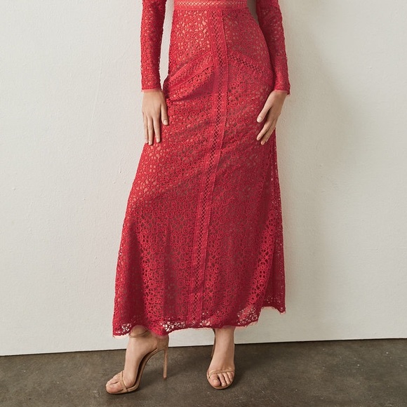 BCBG MaxAzria Red Mosaic Lace Dress - Picture 3 of 8